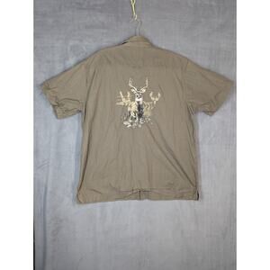 Guide Series Shirt Mens 2XL Brown Button Up Embroidered Deer Design